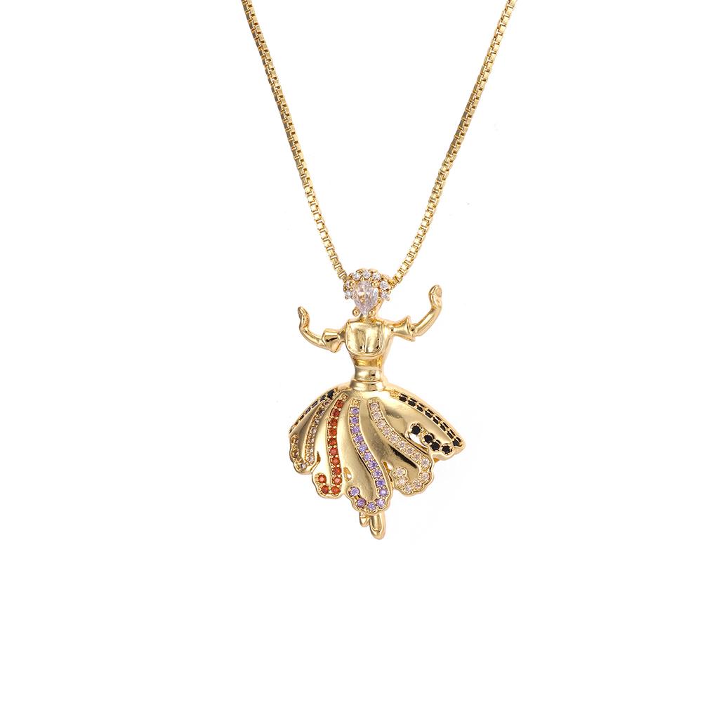 Nidin Fashion Ballerina & Mermaid Pendant Necklace For Women Cubic Zirconia Pearl Cute Neck Chain Girls Party Jewelry Gifts