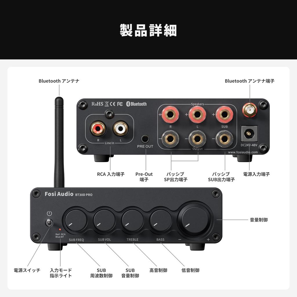 Fosi Audio BT30D PRO Bluetooth Power Amplifier TPA3255 Channel Mini Class D Integrated Amplifier Stereo Audio Amplifier Suitable for Power Supply