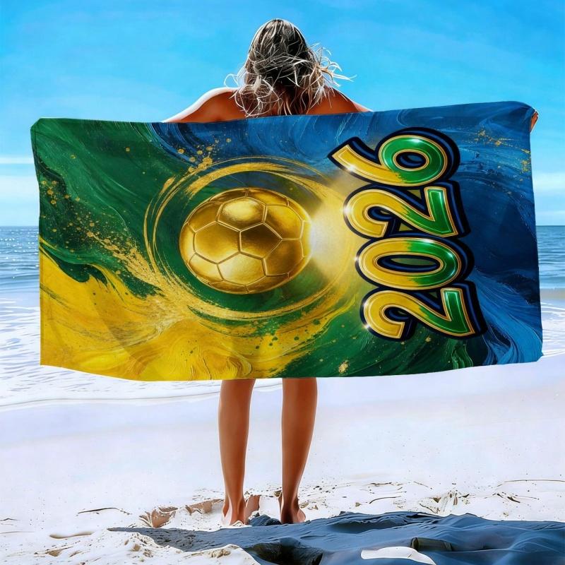 Newest Large Beach Towel Water Splash Soccer Sports Print Beach Towel Men Quick Dry Pool Bath Towel