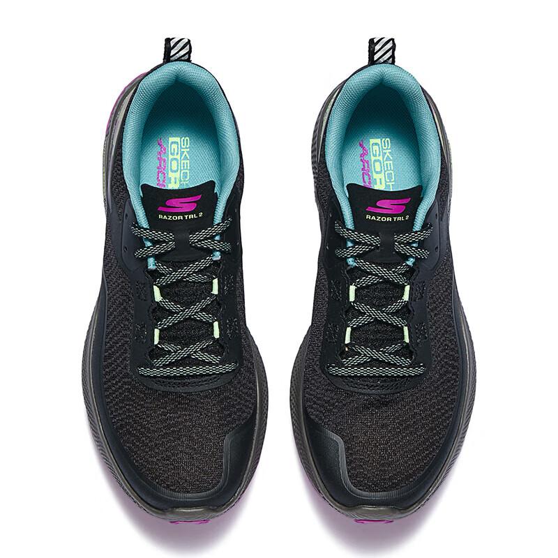 Skechers Go Series Bequeme Stoßdämpfende Langlebige Niedrige Laufschuhe Damen Sneaker Schwarz 172077-BKPK