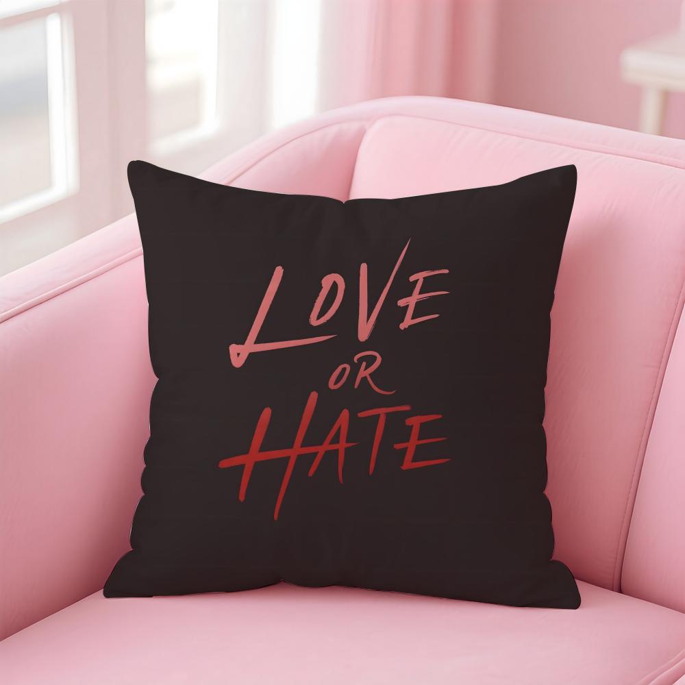 l-Love or Hate bl Cushion Cover Comfortable Reversible Pillow Cover Ideal for Car Sofa Bedroom & Beyond