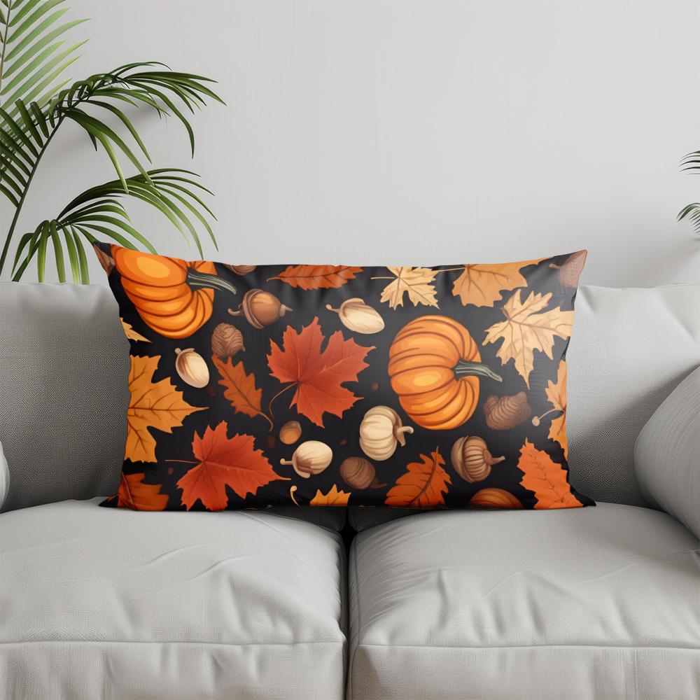 Home Decor Autumn Maple Leaf Pattern Pillow Suitable For Sofa Bedroom Car Pillow Cover Cushion Rectangular Back Cushion
