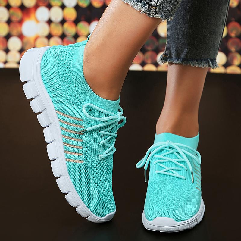 

Fashion Breathable Mesh Casual Sneakers Women Lightweight Slip On Soft Sole Sports Shoes Woman 2025 Plus Size Knitted Flats Female 35-43 43 небесно-голубой