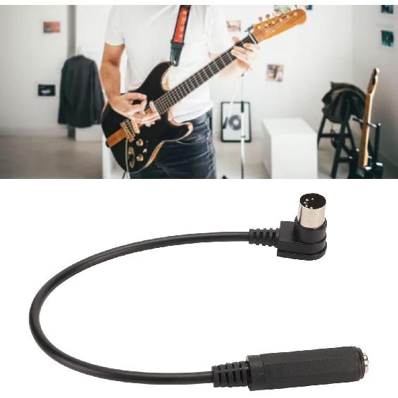 MIDI Cable, 6.35mm 1/4 Inch Female to DIN 5 Male Sound Adapter, 90 Degree Right Angle TRS Stereo Audio Cable for Keyboard, Electric Piano, Guitar