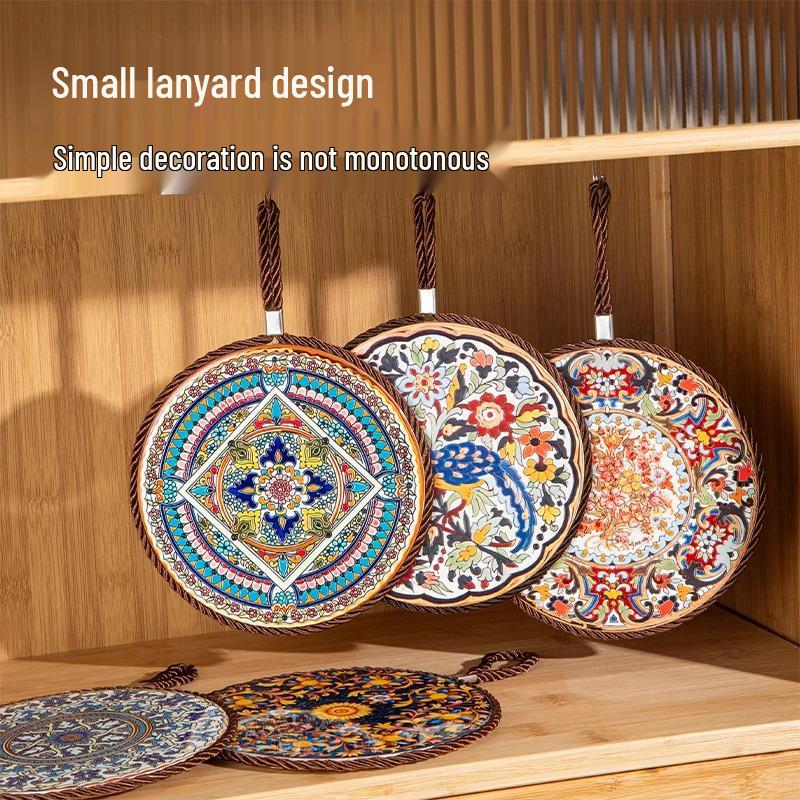 Retro Ceramic Enamel Pot Mat: High-Temperature Resistant, Anti-Scald, Non-Slip Placemat for Dining Tables