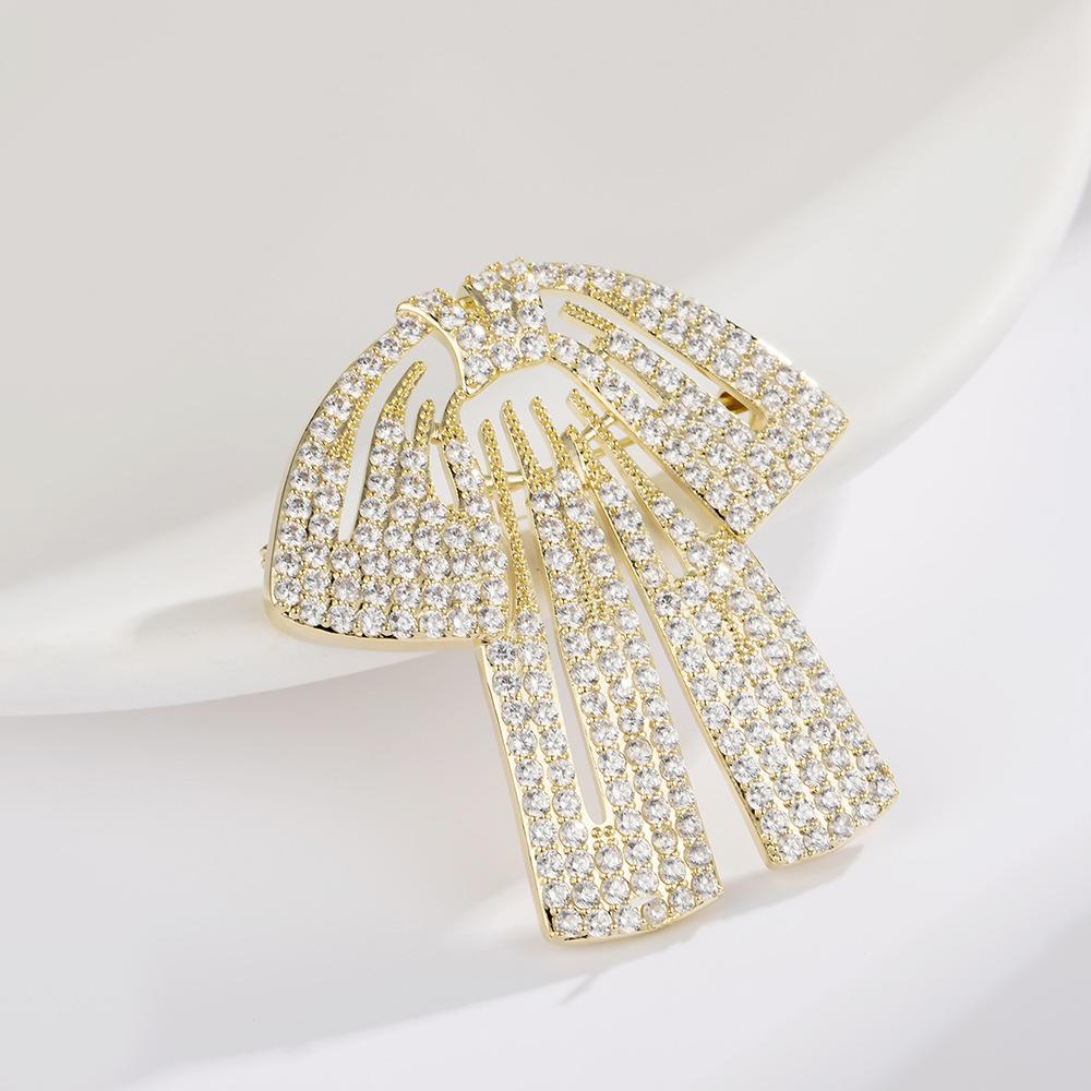 Big Bow Brooch High-End Femininity Versatile Diamond Corsage Niche Design Pin Suit Accessories