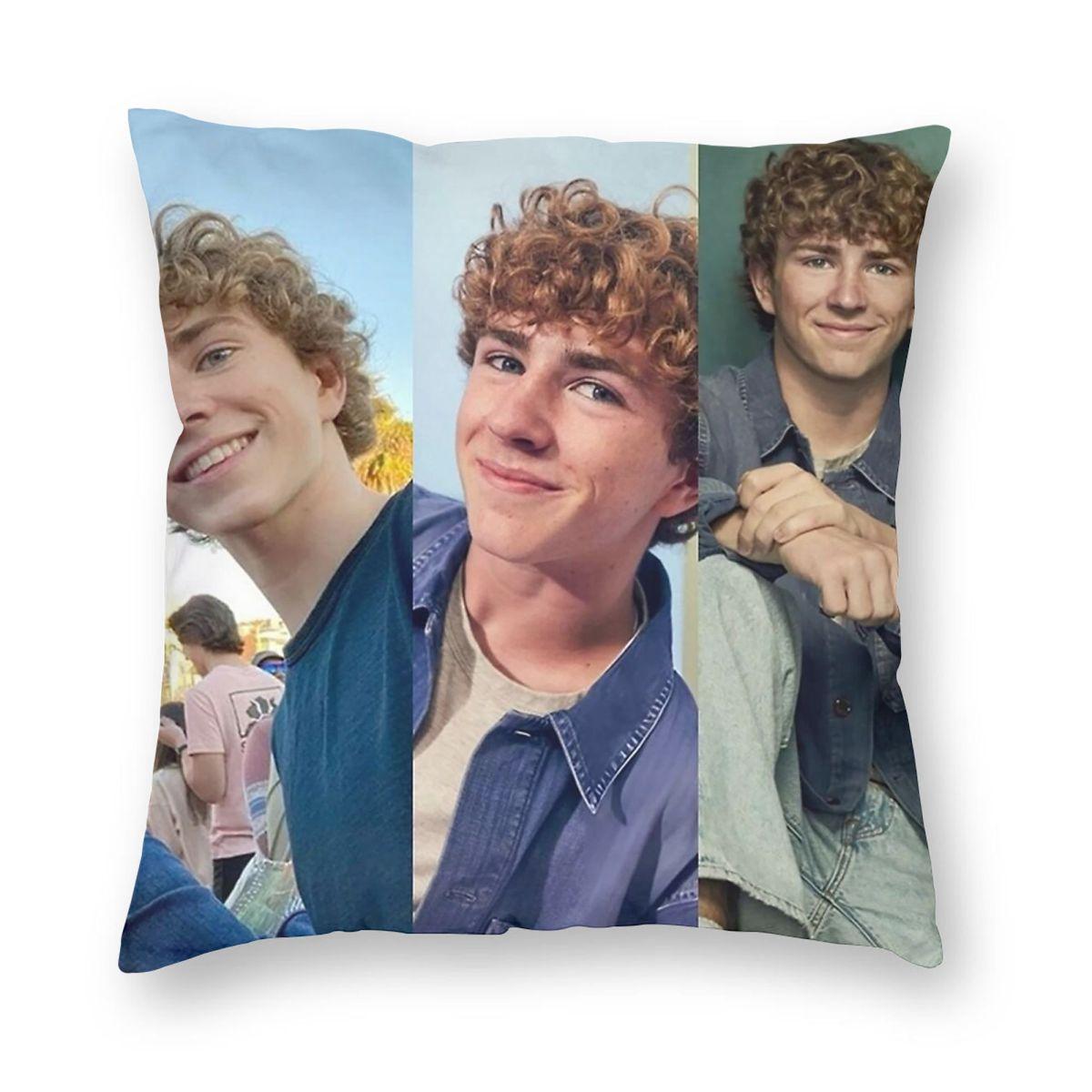 Percy Jackson Walker Scobell Collage Square Pillowcase Polyester Linen Velvet Printed Zip Decor Pillow Home Cushion Cover 18 Peach skin 18*18(CM)-1Pcs