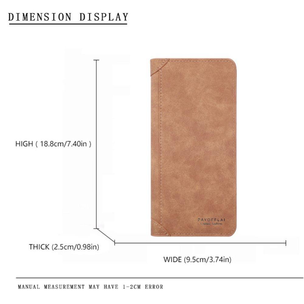 Fashion PU Leather Men Wallet Soft Multi-card Slot Long Wallet Large-capacity Solid Color Card Holder