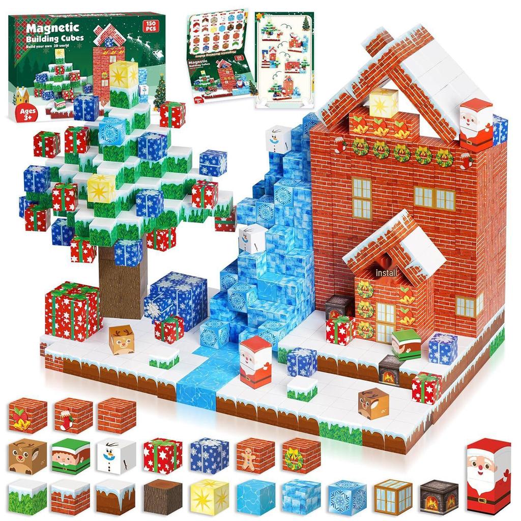 Blue Castle Magnetic Cube Building Blocks - 3D Educational Montessori Toy