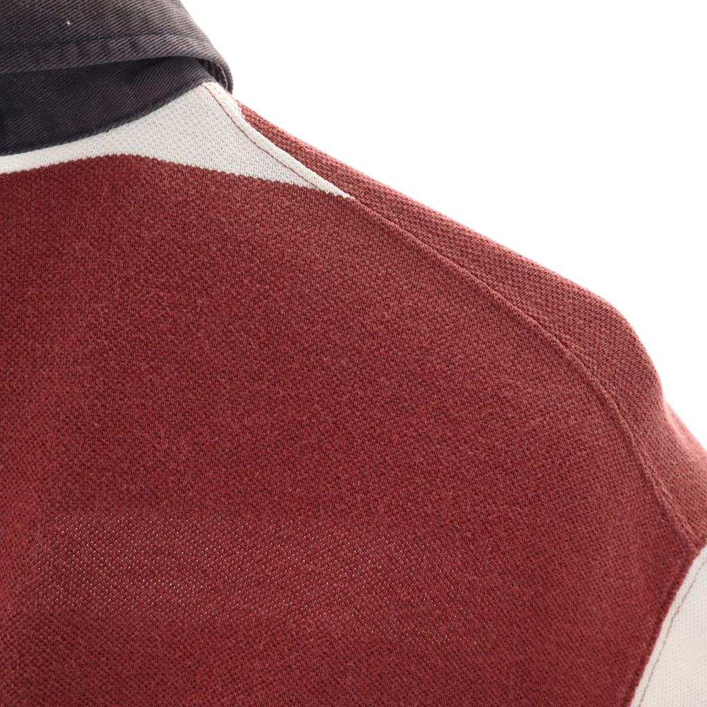 Chaps Border Pattern Short Sleeve Polo Shirt LL Bordeaux Kanoko Hiyoku Men's Used