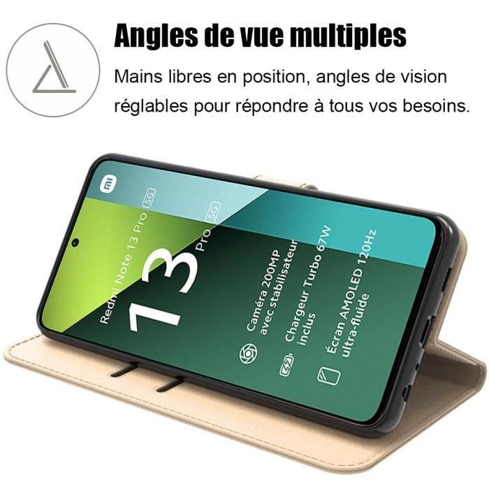 Skal - E.F.Connection - för Xiaomi Redmi Note 13 Pro 5G - Lädereffekt - Stöttåligt - Kortficka - med 2 härdat glas
