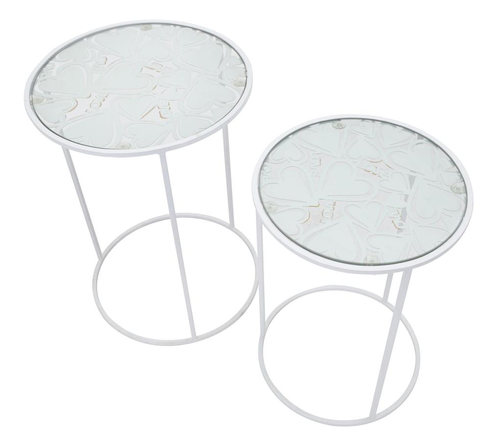 Table White Harts Pair Cm Ø 43X60-38X55