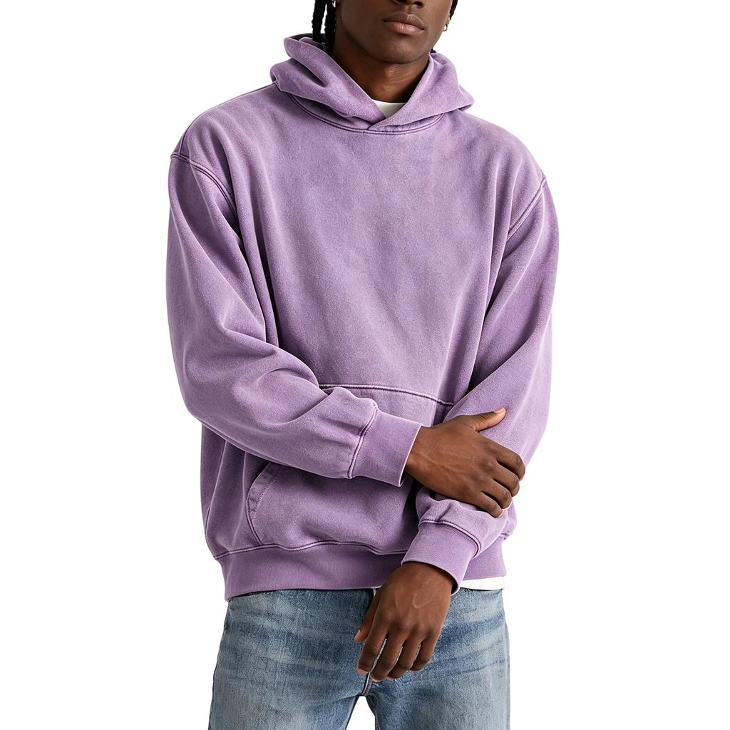 Men's Vintage Wash Long Sleeve Hoodie Casual Pullover Sweatshirt for Everyday Wear