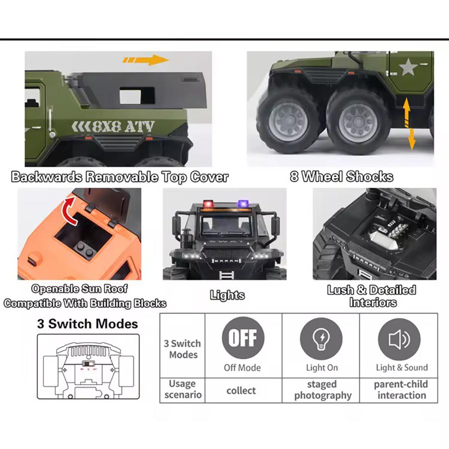 1Pcs- Premium-Quality 1:32 First-Class Siberia First-Class Conqueror Premium-Quality Shaman Top-Grade 8*8 High-Standard Tyre Superior-Grade Alloy