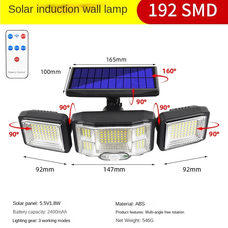 Neue Solar-Wandlampe mit Induktionsfunktion für den menschlichen Körper, Gartenlampe im Freien, wasserdicht, LED, drehbare Beleuchtung, Straßenlaterne