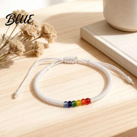 Lightweight Woven Wristband Rainbow Beads Bracelet for Men Women Handmade Bohemian Style Beaded Jewelry Braided String Bracelet Adjustable