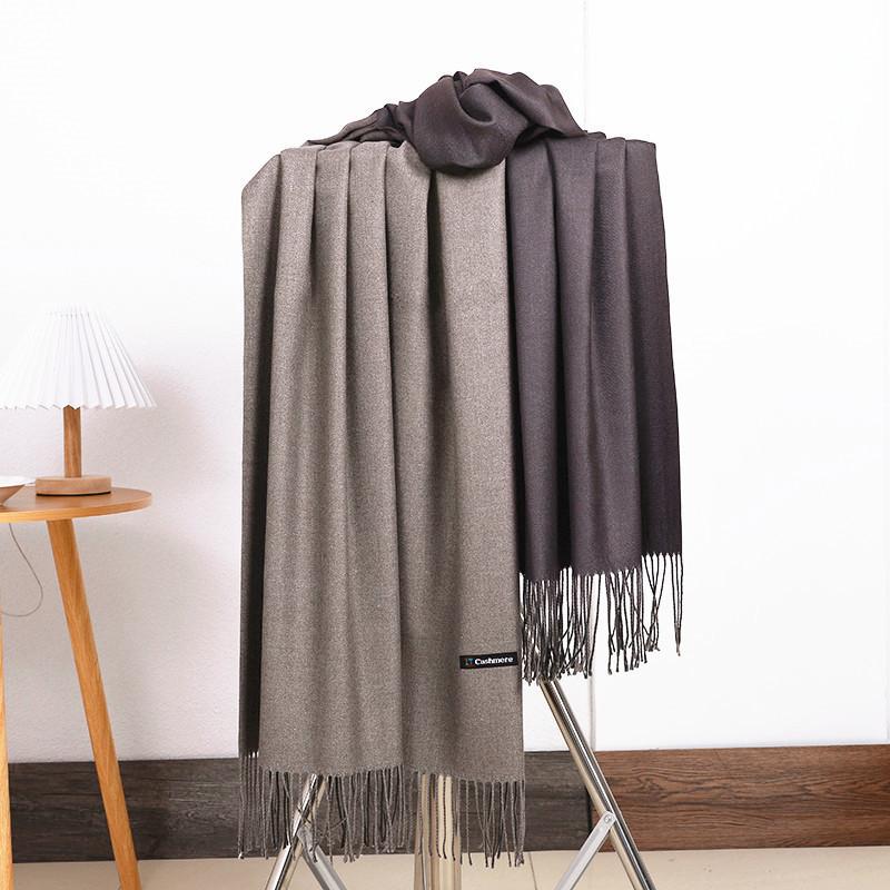 Double-sided Two-color Scarf for Women Autumn and Winter High End New Wool Scarf Shawl Imitation Cashmere Scarf