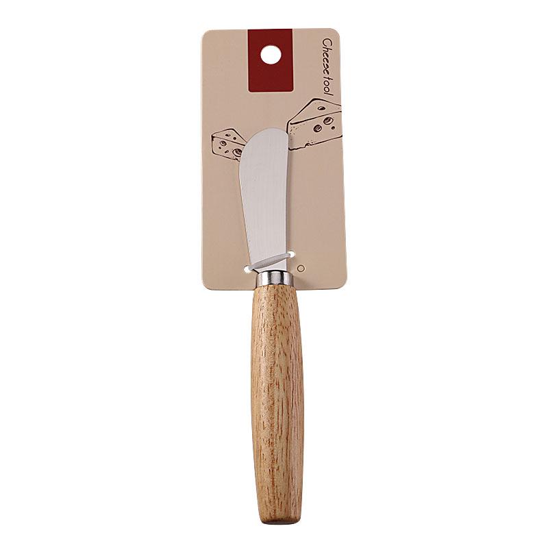 Rubber Wood & Stainless Steel Cheese Knife Set - Western Tableware with Knife, Fork, and Spoon