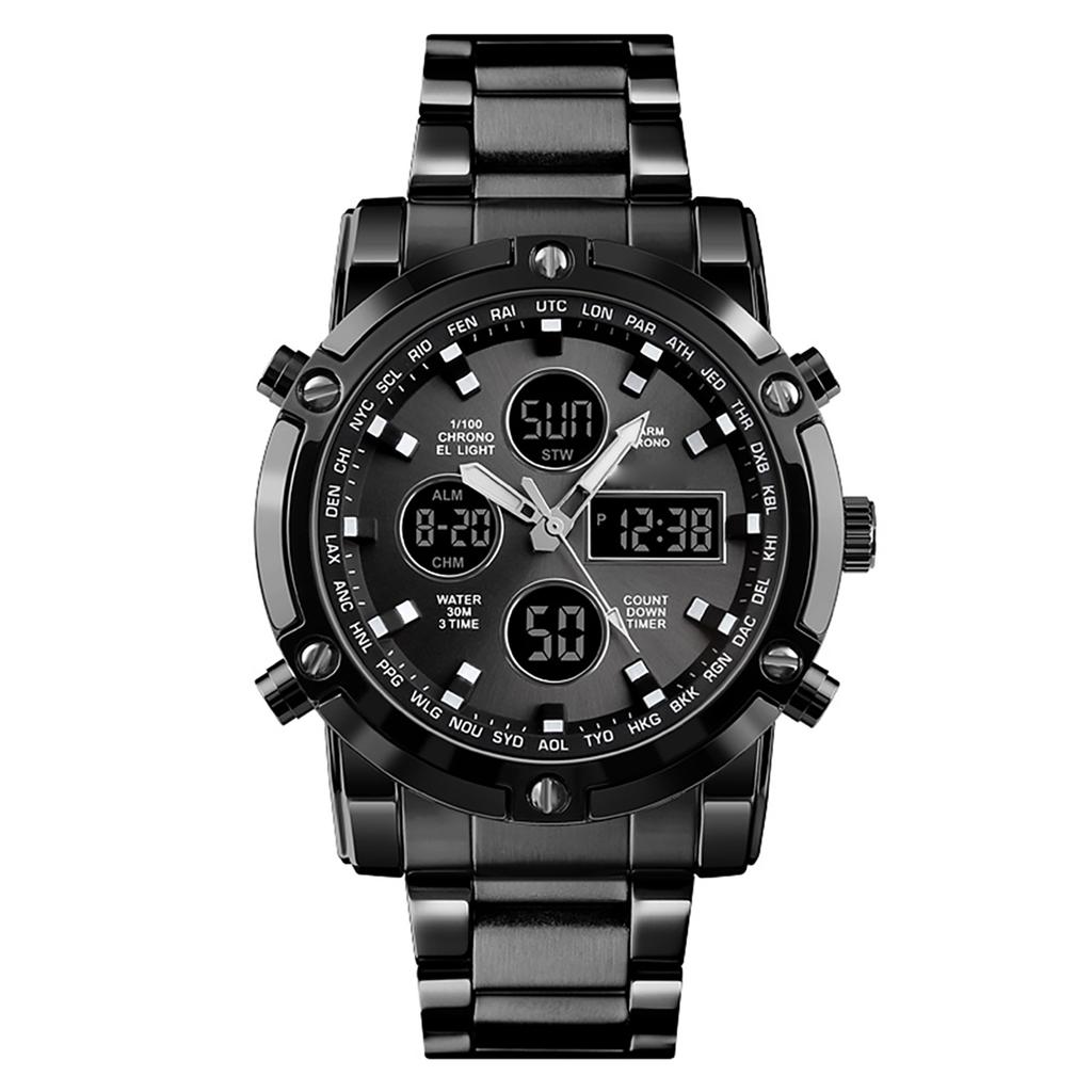 SKEMI 1389 Quartz Man Watch Unique Fashion Sport Casual Brand Quartz Clock Double Movement Stainless Steel Strap Waterproof Wrist Watch Relogio Mascul