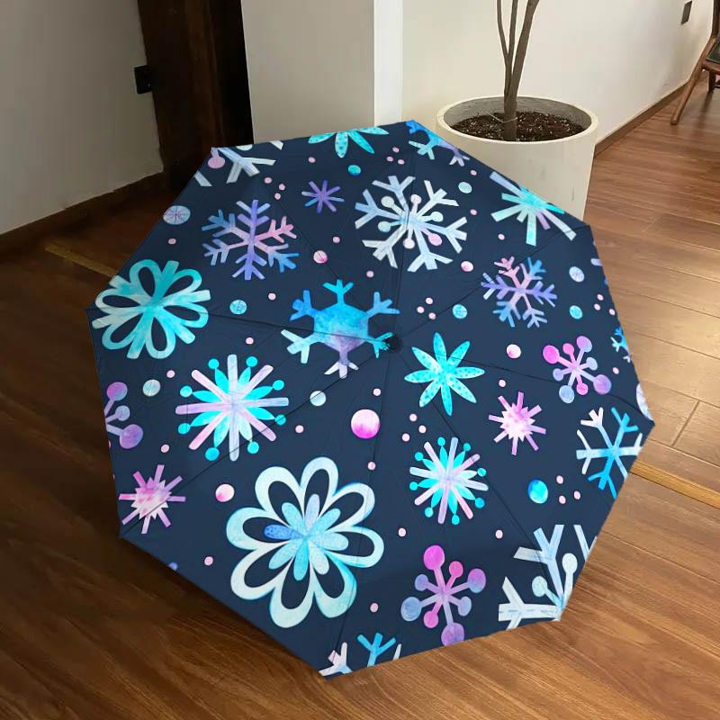 1pc Snowflake Winter Pattern Umbrella  Automatic Opening and Closing Umbrella, High Quality Umbrella, Ideal Gift for Her 187