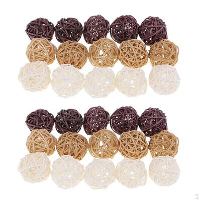 30 Set 3cm Dyed Round Vine Rattan Ball For Children Crafts