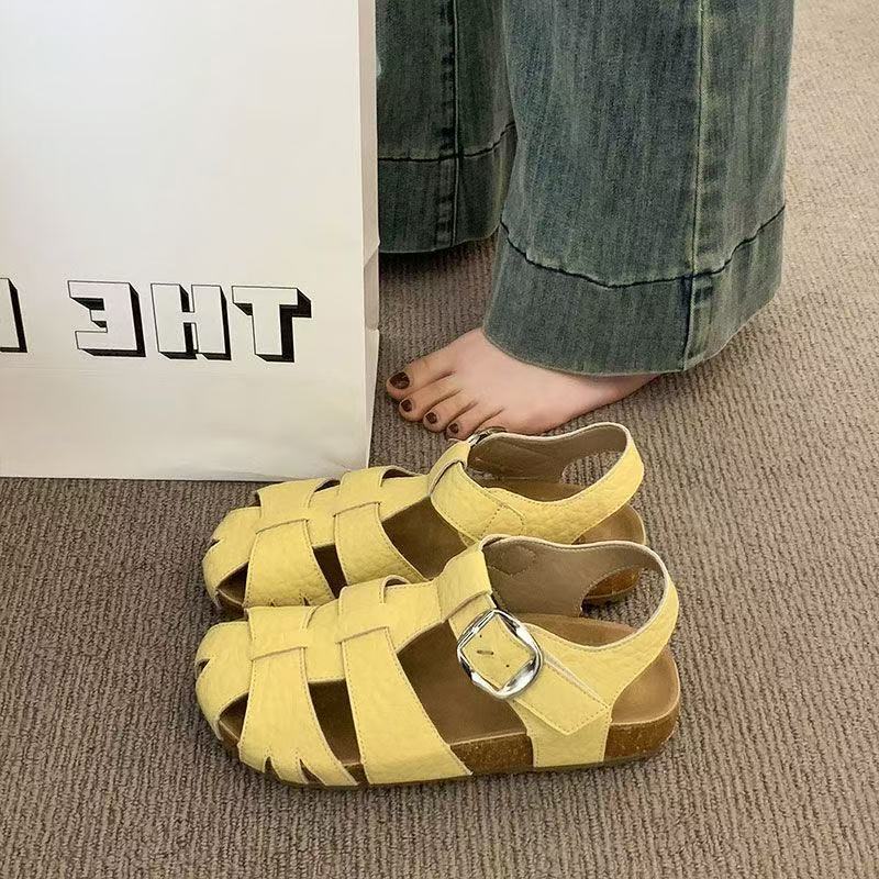 Sandals Women's Summer Outer Wear New Woven Hollow Pig Cage Shoes Thick-soled Bag Head Cool Single Shoes