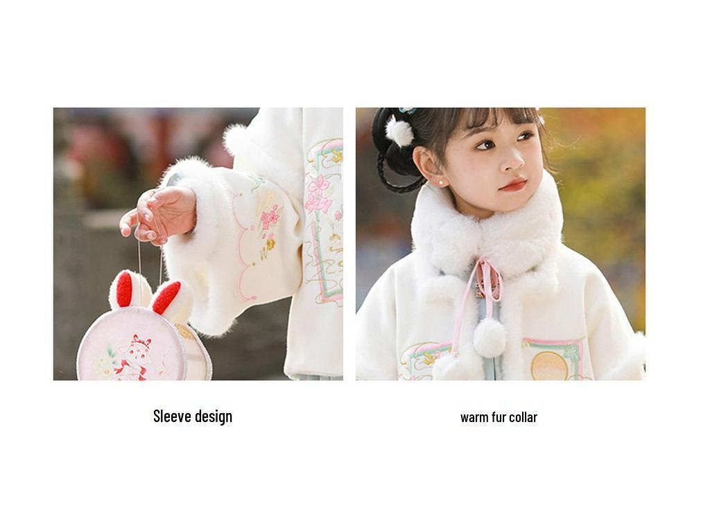 Girls' Winter Ming-Style Hanfu Set for Chinese New Year 2025: Thickened Tang Suit Mianqun