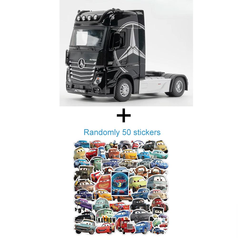 1:36 Actros Alloy Trailer Truck Models Toys Diecast Car Doors Openes Sound Light Rubber Tires Miniature Vehices Children's Gifts