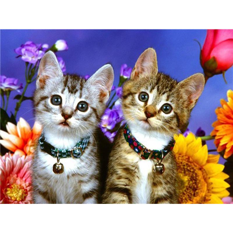 Flower DIY 5D Diamond Painting Full Round Drill Cat Diamond Embroidery Animal Cross Stitch Mosaic Rhinestones Art Handwork Gift