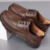 Fashion Lace Up Low-Top Thick Platform Leather Shoes for Men Round Toe Summer Sale Legitimate New In Pu Fashion 2025 On Man Casual Shoe