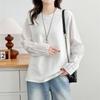Plus Size Women's Pleated Lace Long Sleeve Patchwork T-shirt - Spring 2026 Versatile Top Hoodie