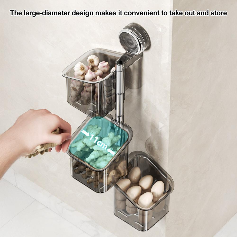 Bathroom Essentials Storage Solution Storage Shelf Rotating Suction Cup Kitchen Organizer with Drainage Holes for Efficient
