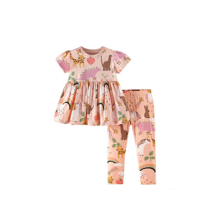 Summer Kids Set With Cotton Fabric For Girls