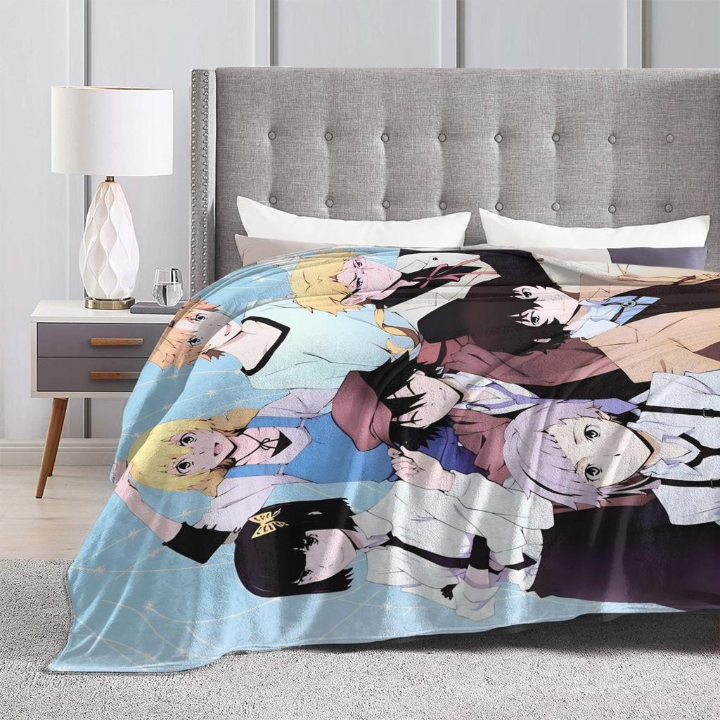 Anime Bungo Stray Dogs Blanket Coral Fleece Plush Print Multi-function Warm Throw Blankets for Sofa Bedroom Bedspreads
