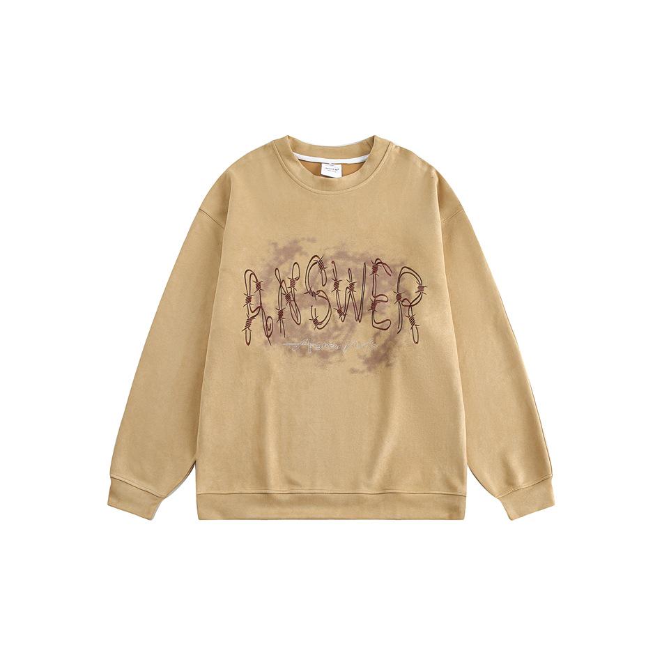 

Остаточний розпродаж: Унісекс ретро худі з замші з круглим вирізом - Без повернень/обмінів XL хакі