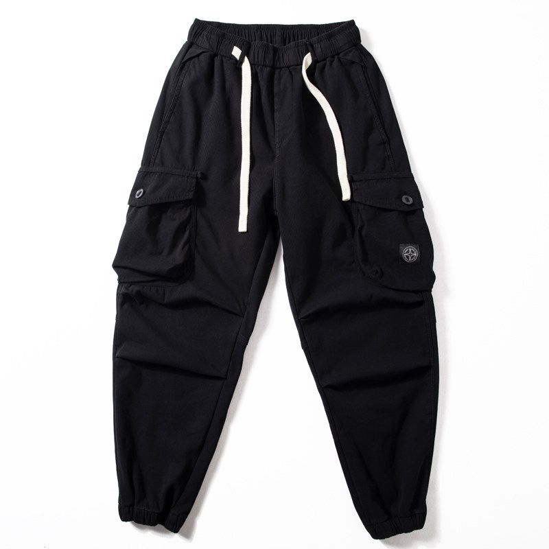 Winter Fleece-lined Thick Pants Men's Warm American vintage Casual Trousers Youth Fashion Loose Ankle-tied Overalls