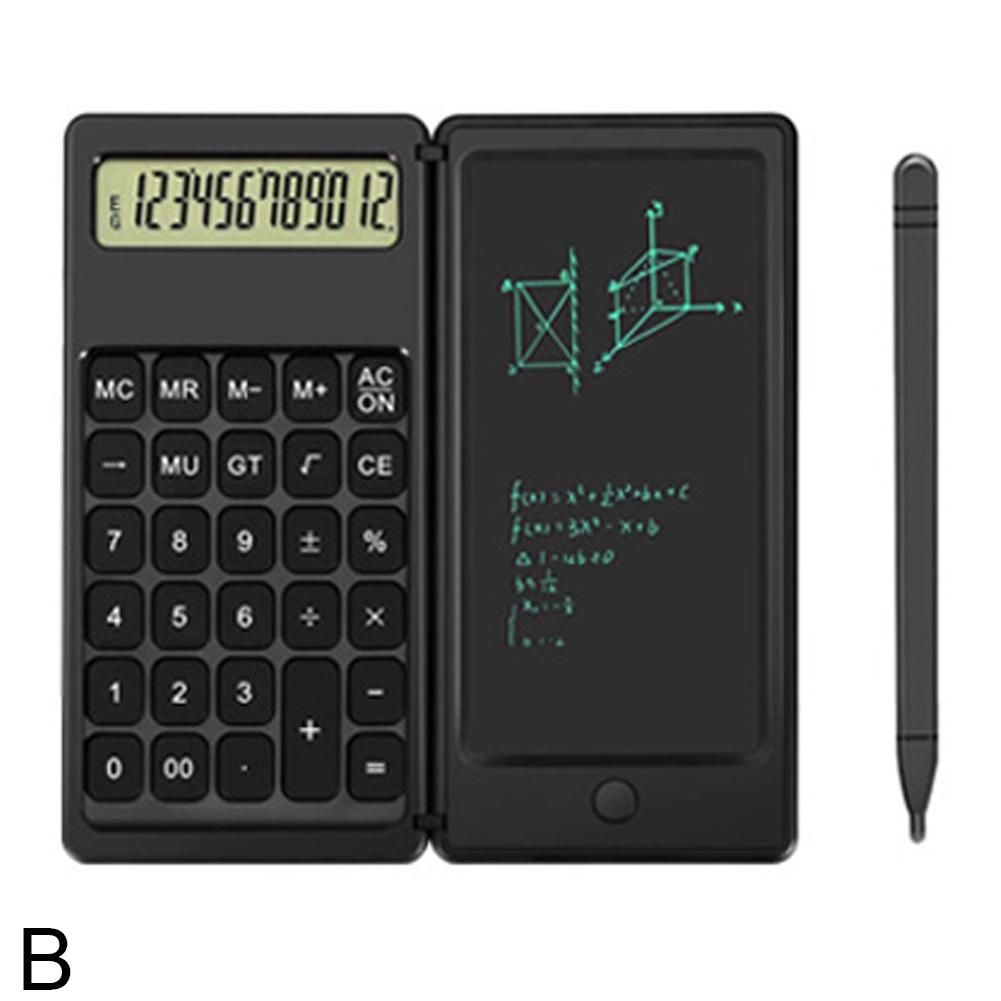 Katlanabilir Hesap Makinesi ve 6 İnç LCD Yazı Tableti Dijital Çizim Tableti Stylus Kalem Silme Düğmesi ile Ofis Öğrenciler Çocuk İşletme İçin