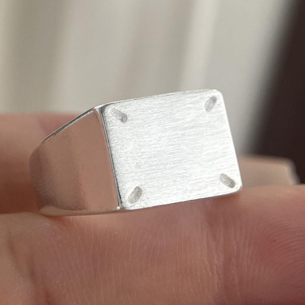 925 Sterling Silver Rings for Women Couple Minimalist Handmade Simple Square Shinning Ring Fine Jewelry Gift Prevent Allergy