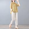 Summer Faion Cotton Linen Set for Mom Mid-aged And Ly Women Printed Harlan Pants Two-piece Set Korean Sle Loose