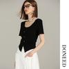 DONEED Women's Slim-Fit Solid Color Knitted Crew Neck T-Shirt