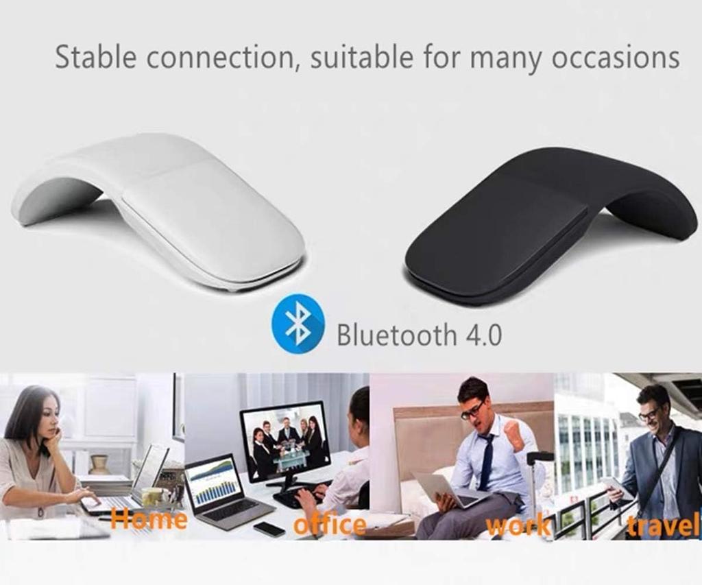 Slim and Portable 2.4GHz Foldable Wireless Mouse with Arc Optical Technology and Foldable Bluetooth for PCLaptops, Perfect for Home, Office, and