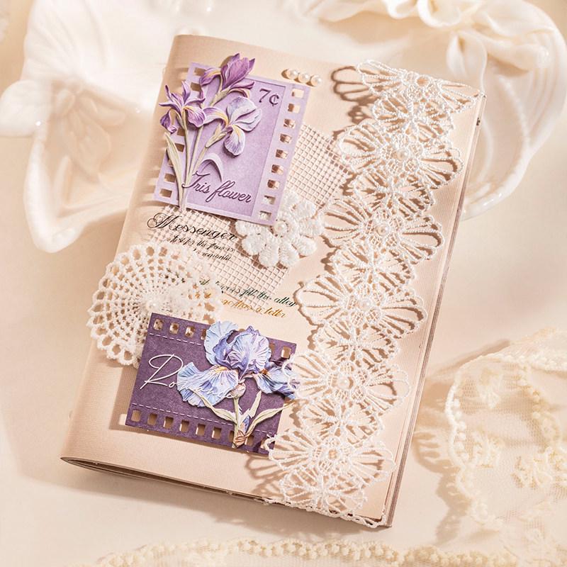 3D Ukiyo-e Floral Embossed Stickers: Retro Artistic Collage Materials for Journals