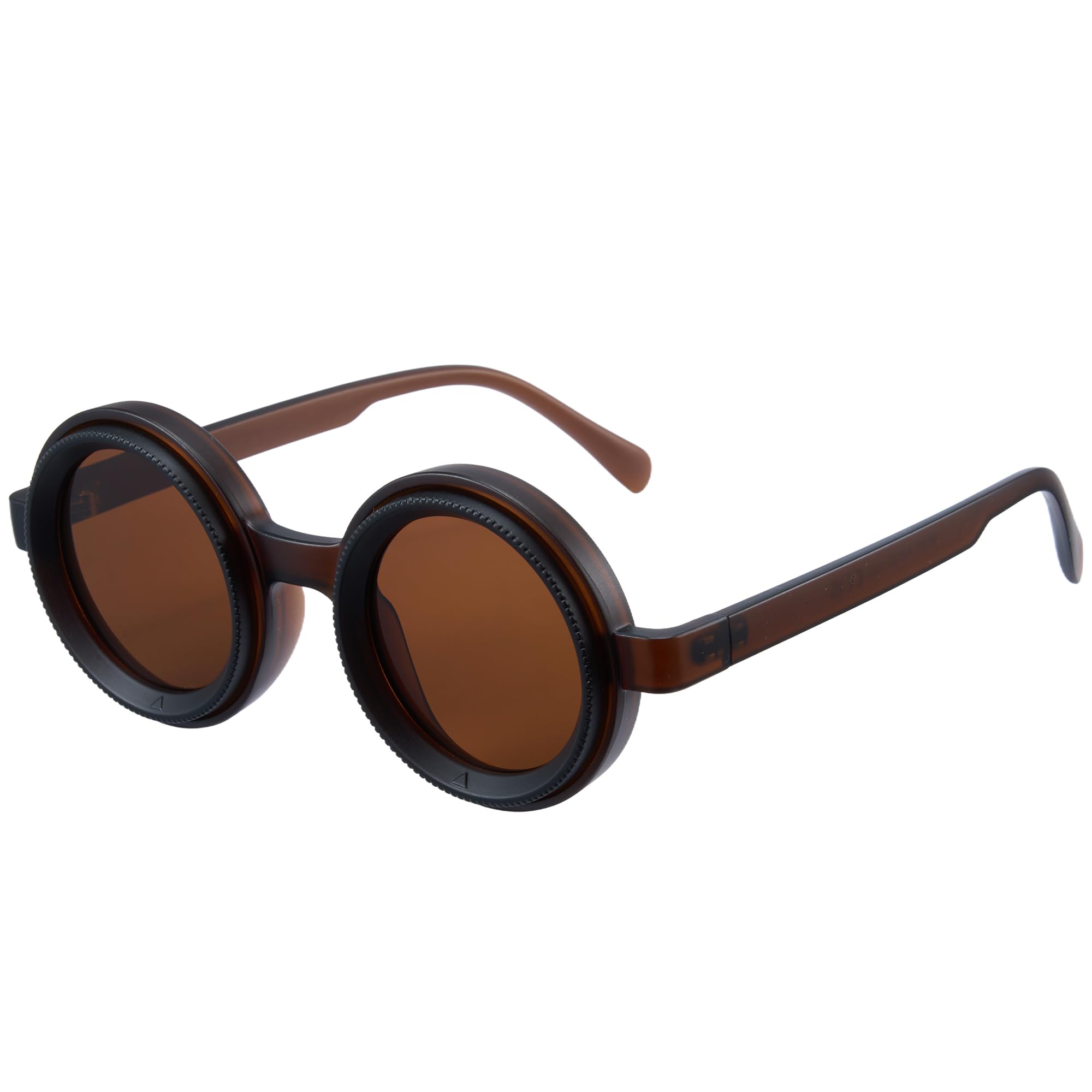 [Cyxus] Adjustable Sunglasses, Polarized Lenses, Round Variable ND Filter, 9-Level Adjustment, UV Protection, Stylish, P1323 (Dark Brown)