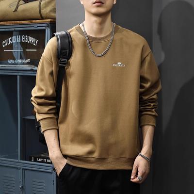 Autumn Embroidered Sweater Men'S American Casual Trendy Brand Long-Sleeved Top Loose Round Neck Inner Bottoming Shirt