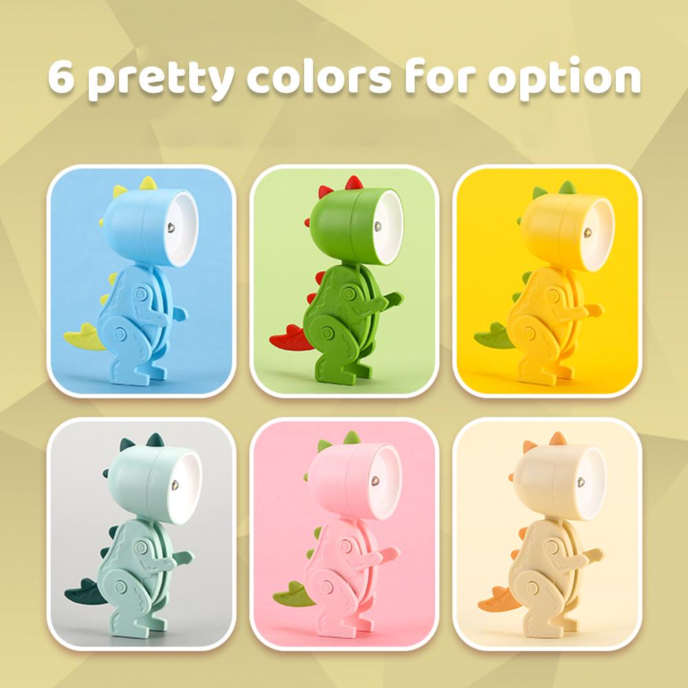 Cartoon-Nachtlicht für Kinder, Mini-Dinosaurier-LED-Schreibtischlampen, niedlich, tragbar, mit verstellbarem Winkel