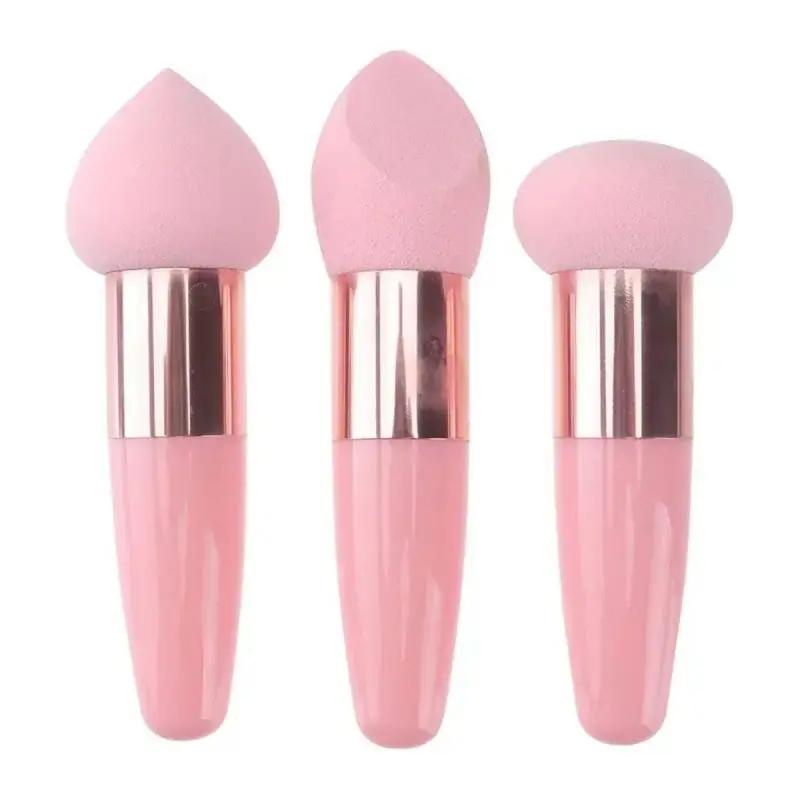 3Pcs Makeup Sponge Beauty Foundation Blending Sponge Makeup Sponge Wedge Foundation Sponges With Handle Cosmetic Blender Profess