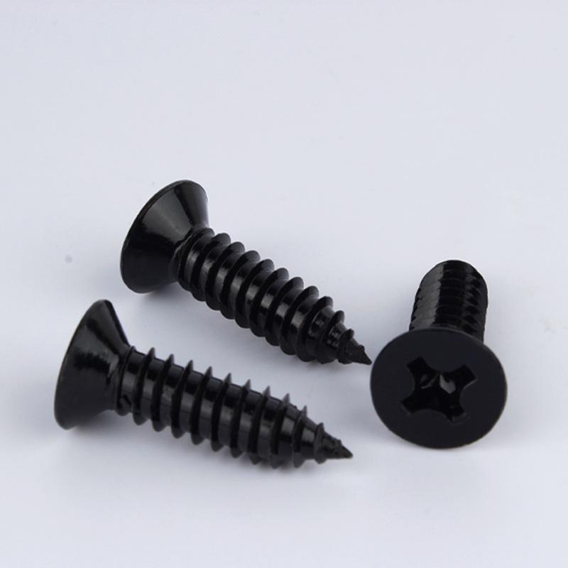 304 Stainless Steel Black Zinc Plated Phillips Countersunk Self-Tapping Screw M2-M6, Black Flat Head YB846