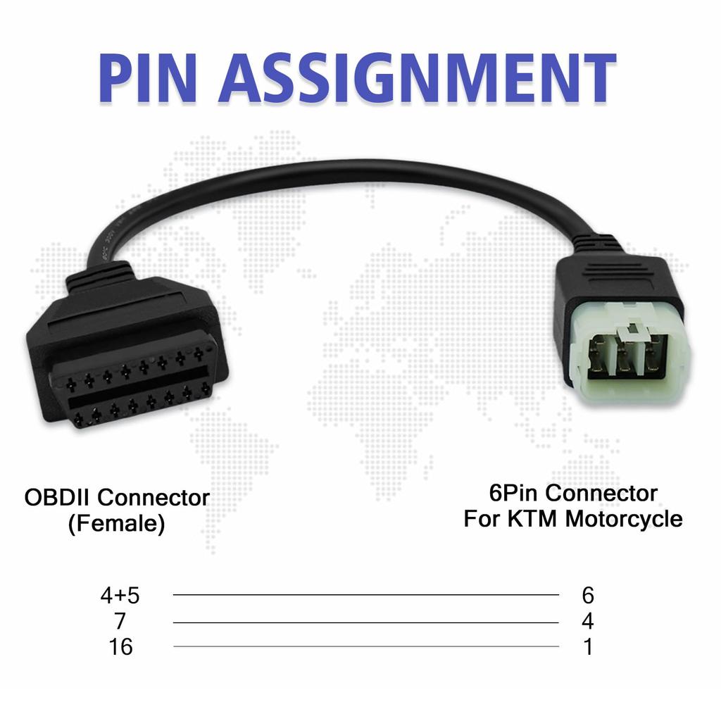 AMHTDOL OBD2 Adapter für KTM 6-Pin auf 16-Pin Motorrad Diagnosekabel Kompatibel