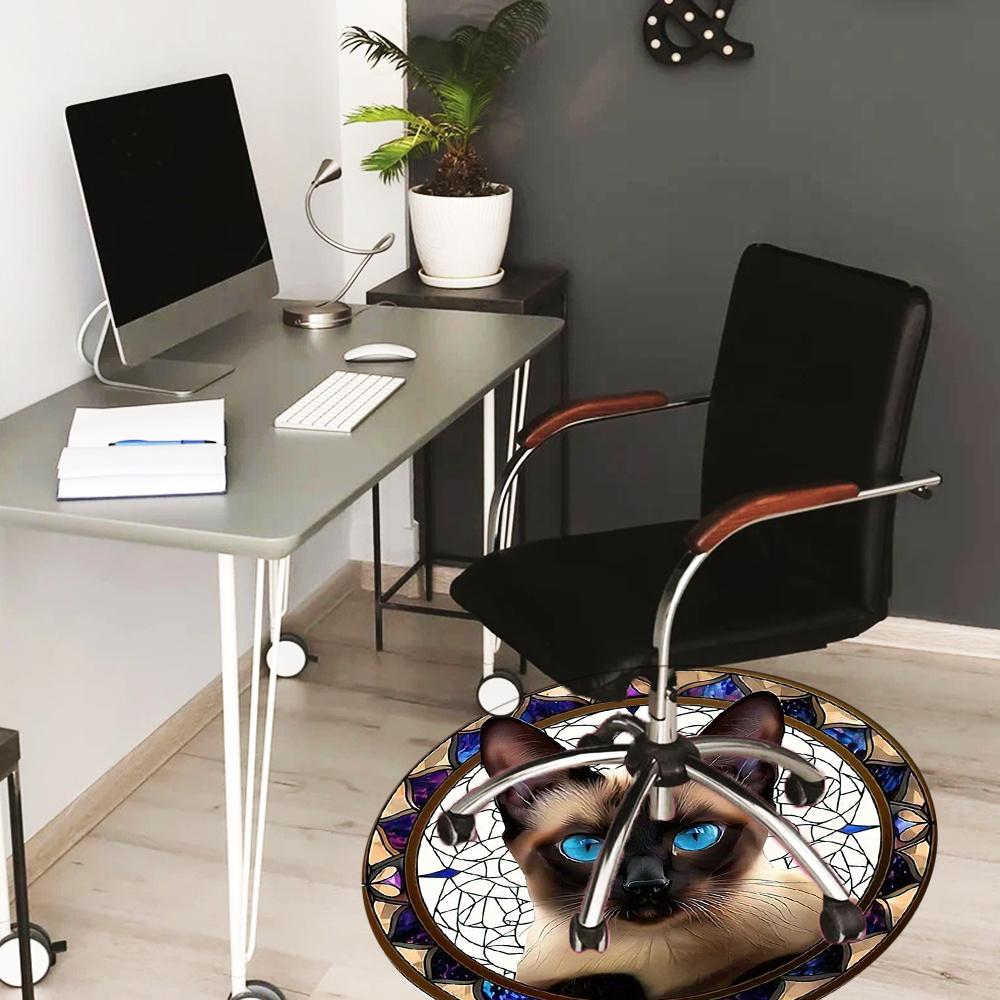 Siamese Cat Stained Glass Design Fashion Rug Nonslip Carpet Floor Mat Office Chair Mat Design For Office Decor Home Living Room Bedroom Giftt51