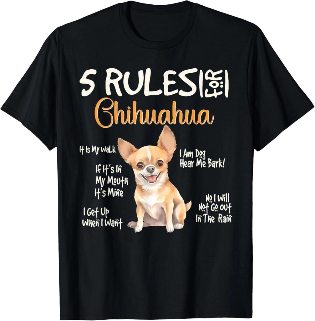 Chihuahua Sevimli Köpek Severleri İçin 5 Komik Kural Chihuahua Sahibi Hediye Unisex Tişört